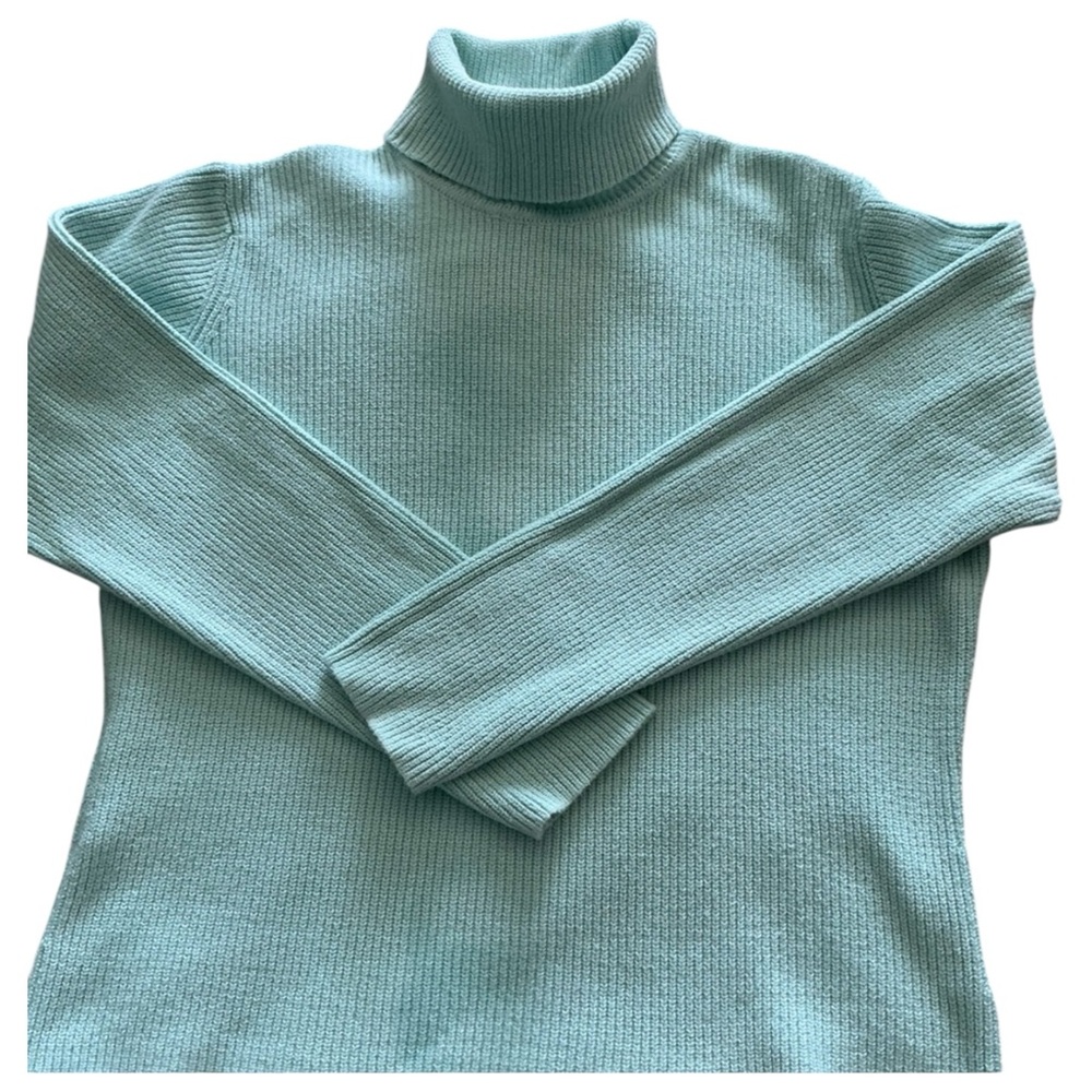 Women's LLBean Turquoise Turtleneck Sweater, Size Large